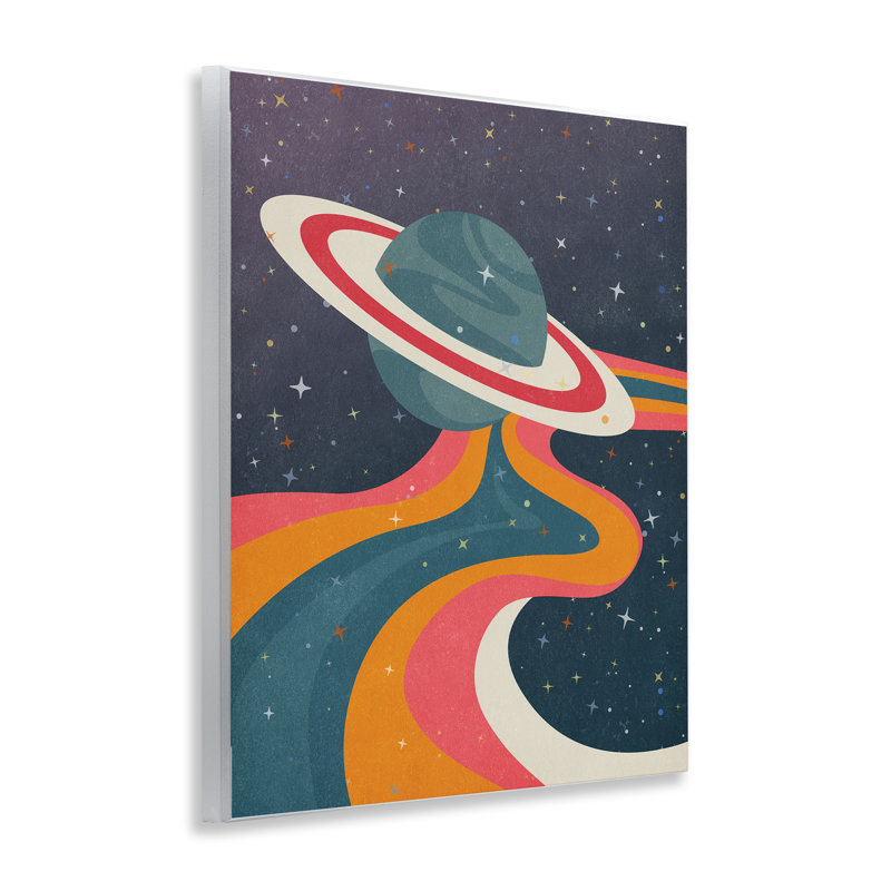 Art mural rétro sur la planète de l'espace par Nataly White