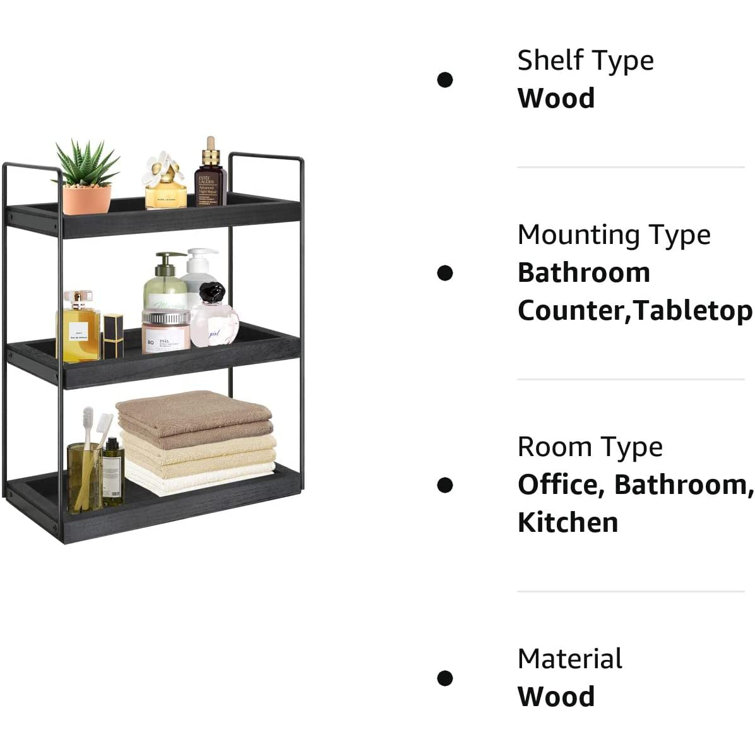 2-Tier Bathroom Counter Organizer, Wood Bathroom Tray For