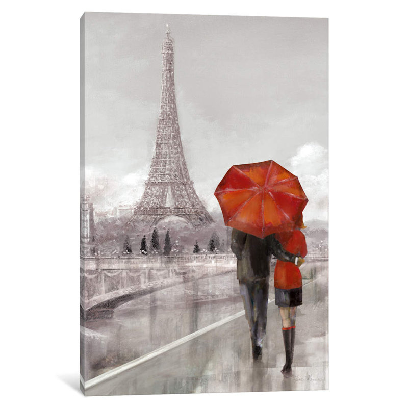 Modern Couple In Paris by Ruane Manning - Wrapped Canvas Painting, 66.04 cm H x 45.72 cm W x 1.91 cm D