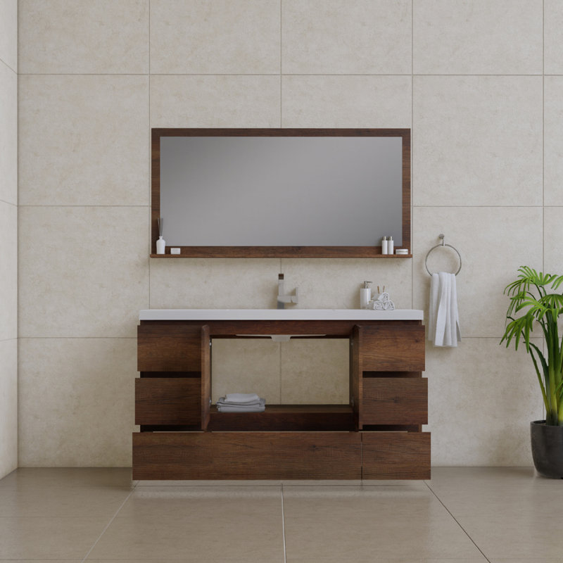 Ensemble de meuble-lavabo simple 60 po Arjina, Palissandre