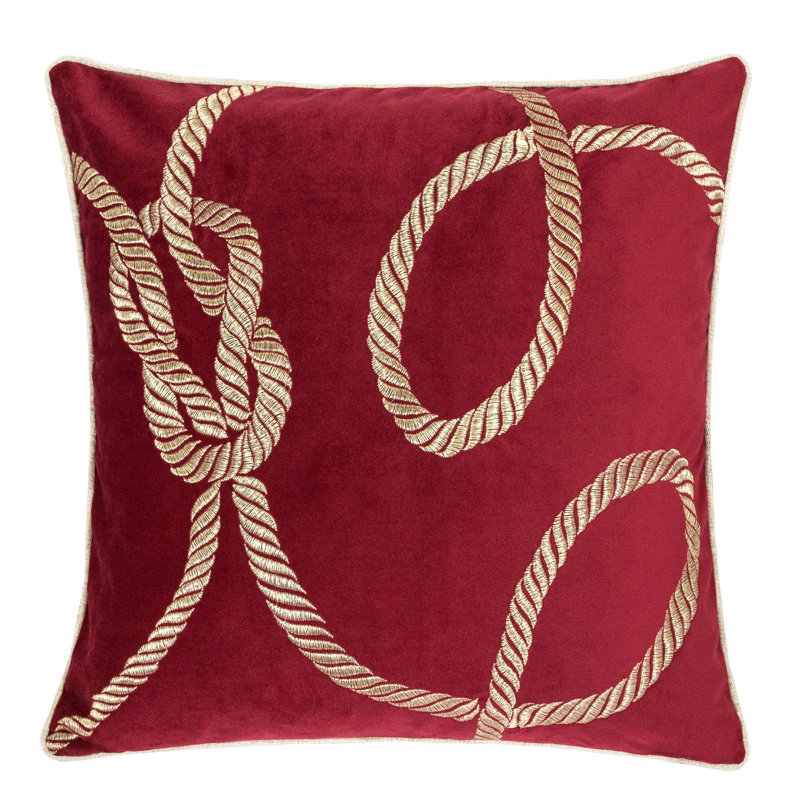 Canale Embroidered Throw Pillow, Red