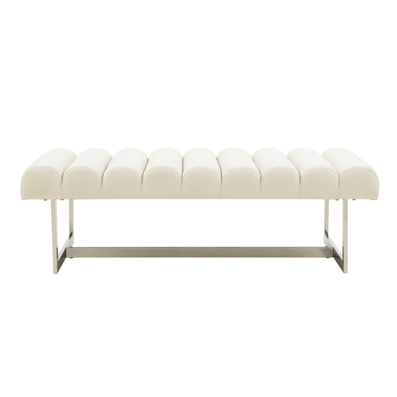 Banc de rangement Emilian, Beige, Argent