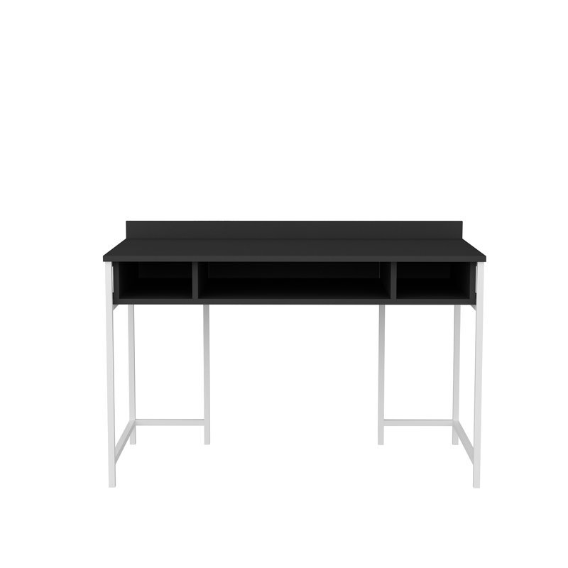 Alma Desk Metal Base Writing Desk, Black/White