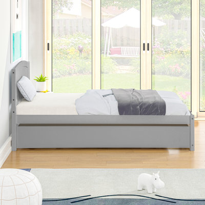 Lit plateforme simple en bois massif avec lit gigogne