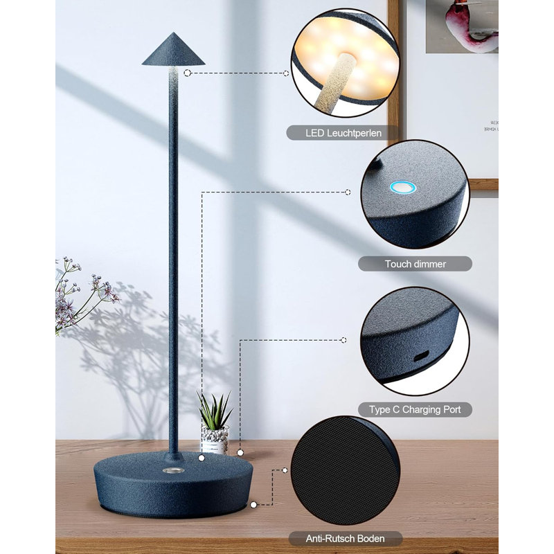 Lampe de table rechargeable sans fil à DEL avec batterie 6000Mah, imperméable, à intensité variable, lumière de bureau portable pour une utilisation intérieure et extérieure