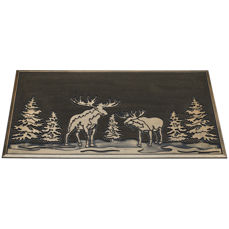 Pine and Moose Non-Slip Rubber Outdoor Doormat