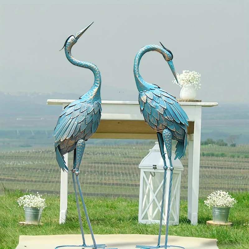 Bird Crane Metal Garden Statue