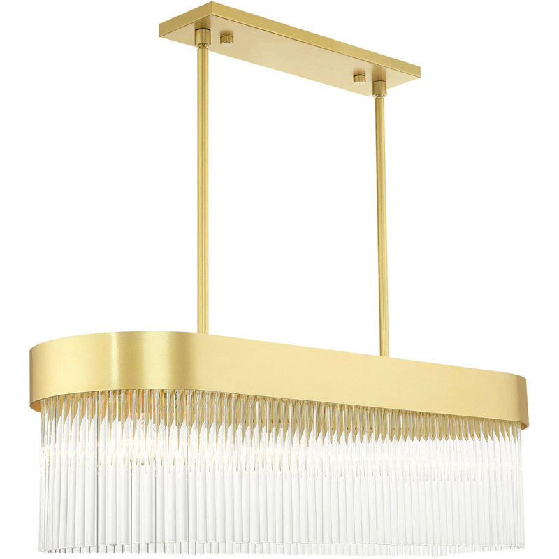 Soft Gold and Crystal 4-Light Kitchen Island Chandelier