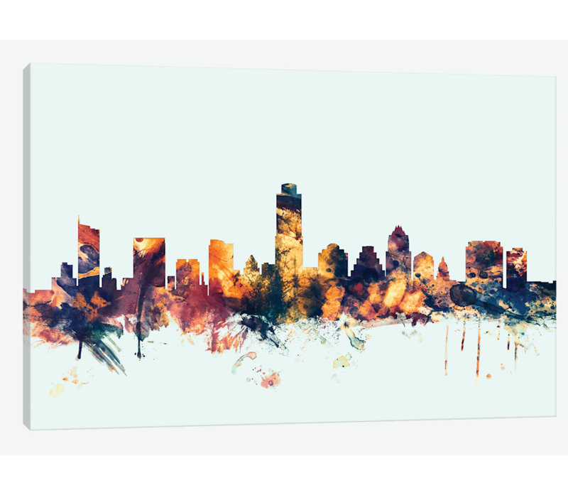 «Skyline Series: Austin, Texas, USA», reproduction d'art sur toile tendue, H 40 po x l 60 po x P 1,5 po, Pas de tapis