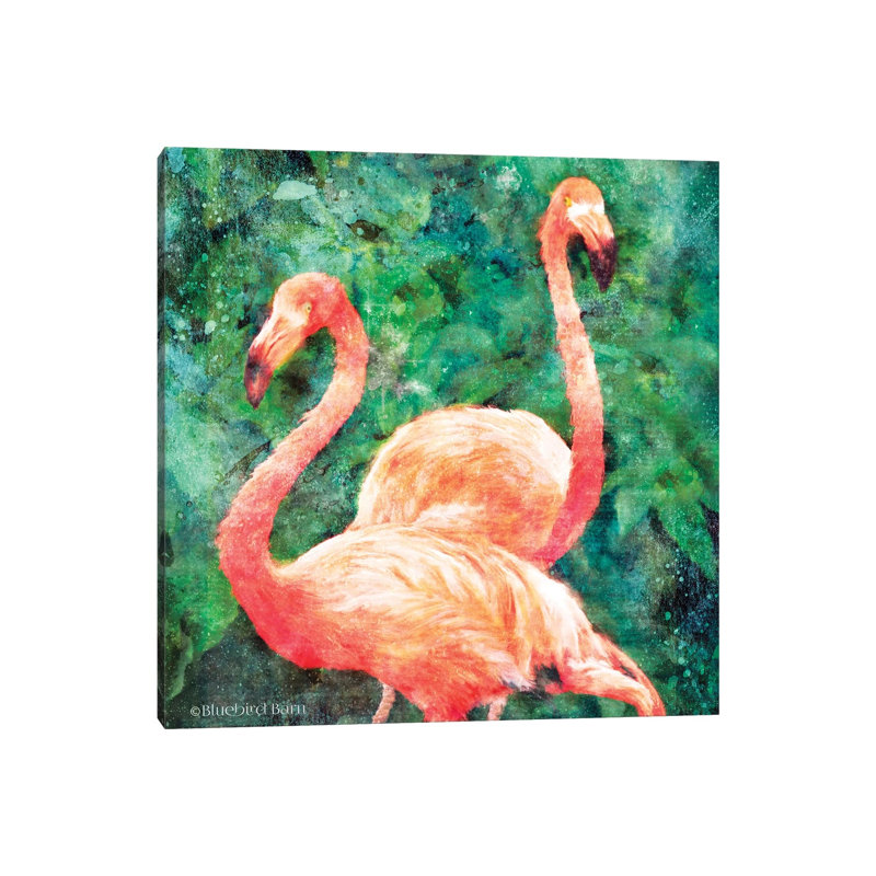 Flamingos by Bluebird Barn - Wrapped Canvas Print, 30.48 cm H x 30.48 cm W