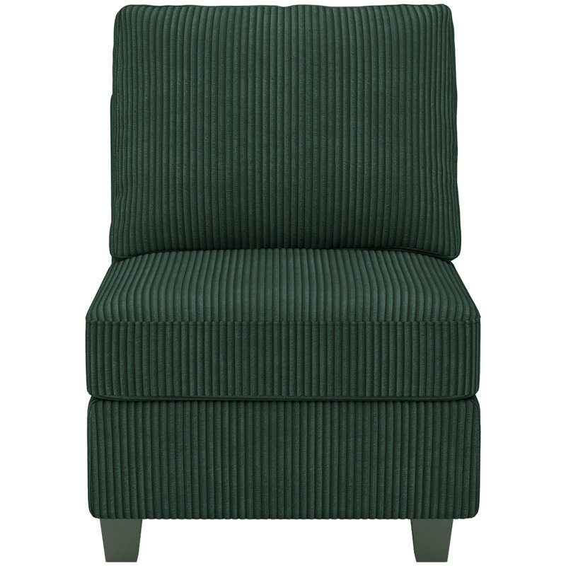 Vevey Corduroy Single Armless Chair, Green Corduroy