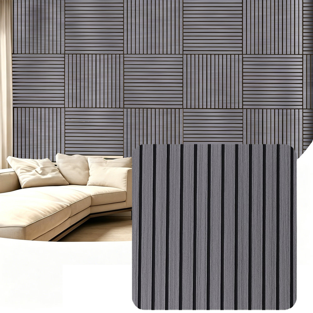 Acoustic Wall Panels, 3 Pack 60x60cm Self Adhesive Wall Panel Decorative, Sound Absorbing Wooden Slatted 3D, for Decorative Wall Panels, Living Room,