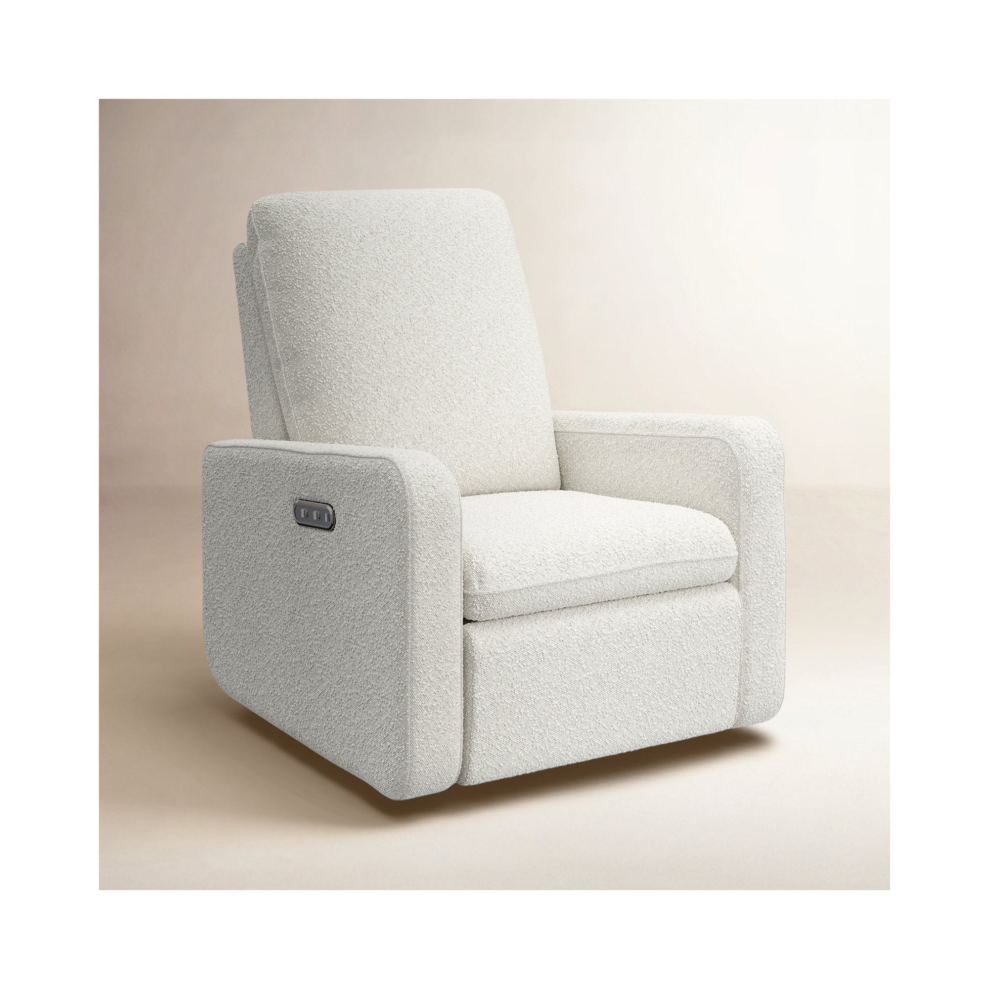 Teddi Power Recliner With USB, Ivory Boucle