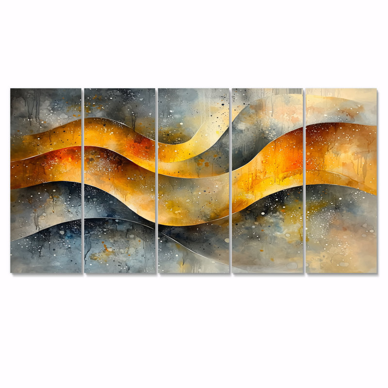 «Structured Waves Chaos In otion II», art mural Waves, toile d'art moderne, H 32 po x l 80 po, 5