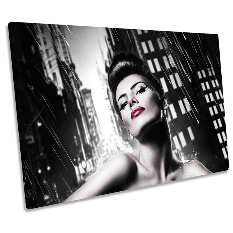 Sexy Woman Lipstick City - Wrapped Canvas Print, 81.3cm H x 121.9cm W x 4cm D