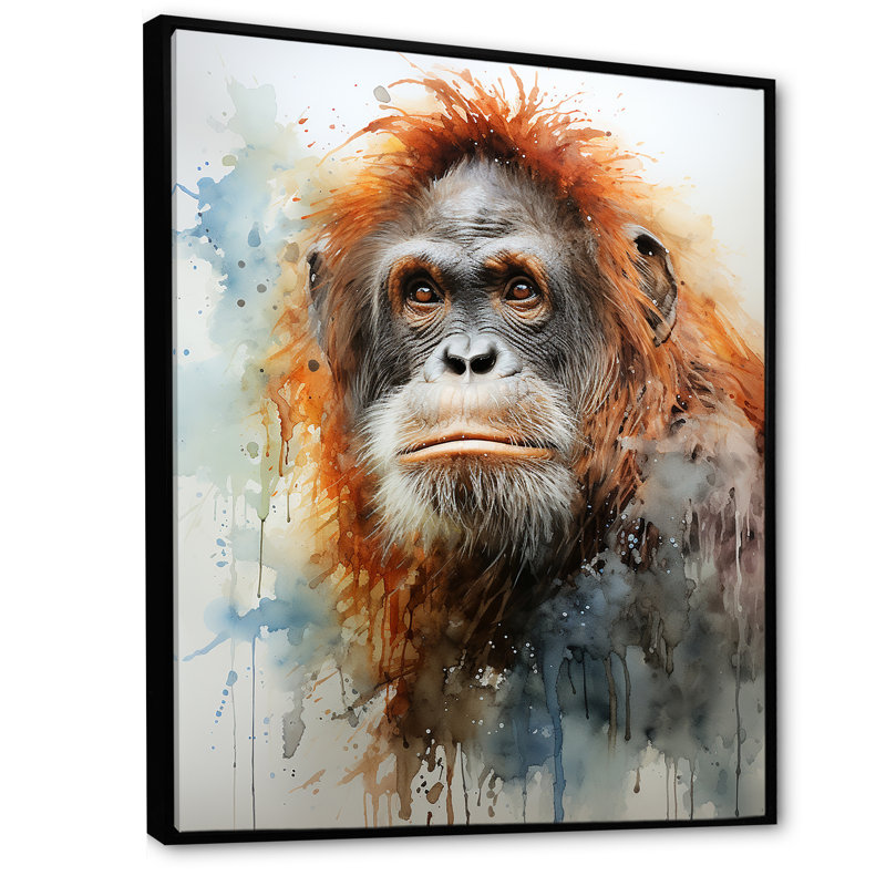 Apes Portrait Impressionist Jungles I, Cadre flottant noir, H 20 po x l 12 po