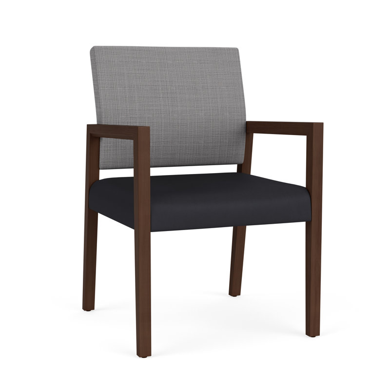 Chaise d'invité de réception Brooklyn, Noyer Riftwood, Gris Chambray / noir Patriot Plus