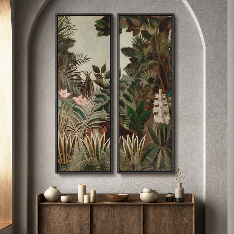 «Vintage Landscape Wall Art», ensemble de 2 toiles encadrées 20 x 60 pouces, Noir