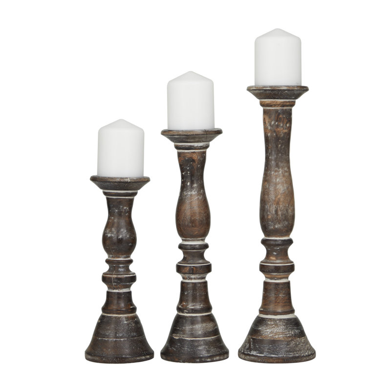 Porte-bougie en bois, Brun