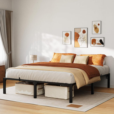10 Inch King Size Metal Platform Bed Frame No Screws Needed Heavy Duty 800 Lbs Capacity Reinforced Iron Slats And Legs Tool Free Assembly No Box Spring Required