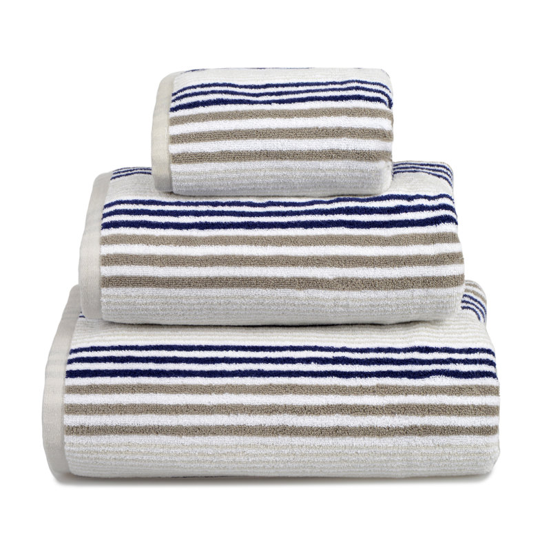 Merlin Stripe Hand Towel Single Piece, Navy/Grey