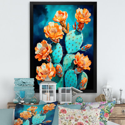 Cactus bleu et bronze brossé sur toile