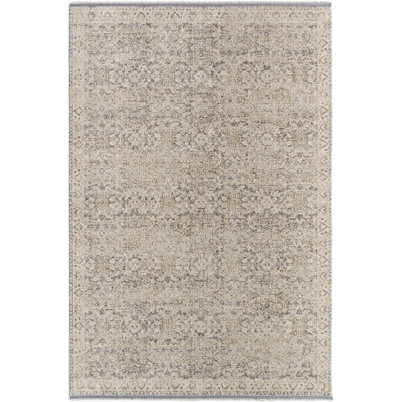 Mahe Oriental Machine Woven Polyester Area Rug in Cream/Light Brown, Rectangle 2'4" x 3'9"