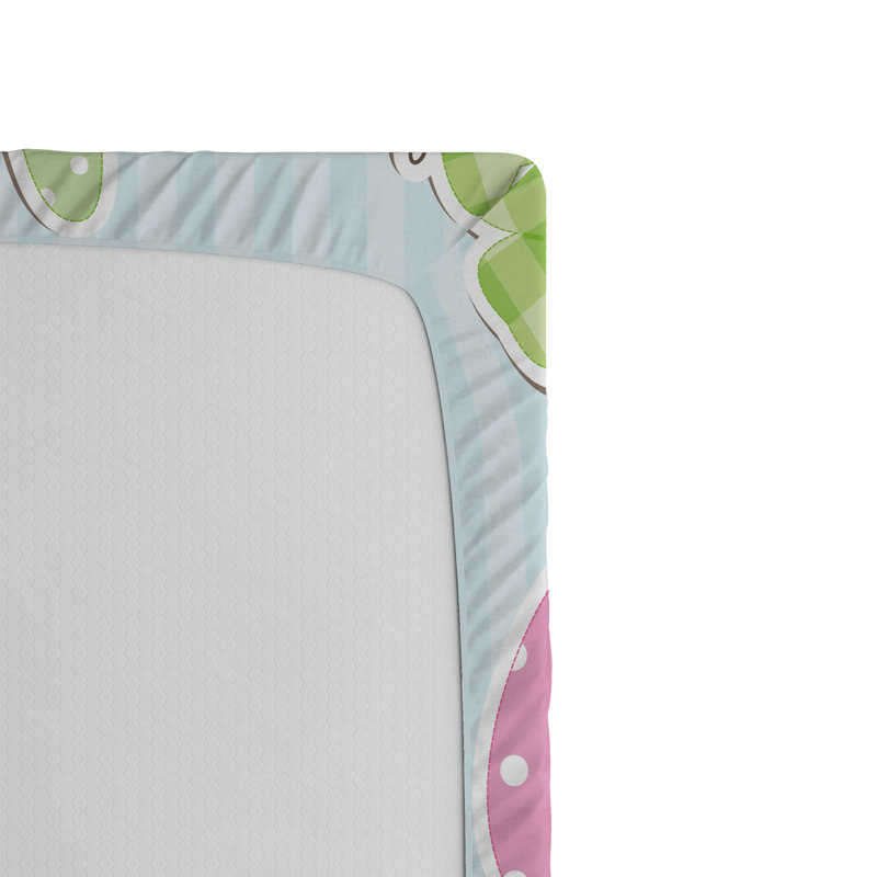 Drap-housse Ambesonne, paquet de 2, Bleu ciel / jaune / rose rayé / pois / guingan, Drap-housse de taille simple