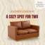 Berengarius Leather Loveseat with Gold Stainless Steel Base-647534519