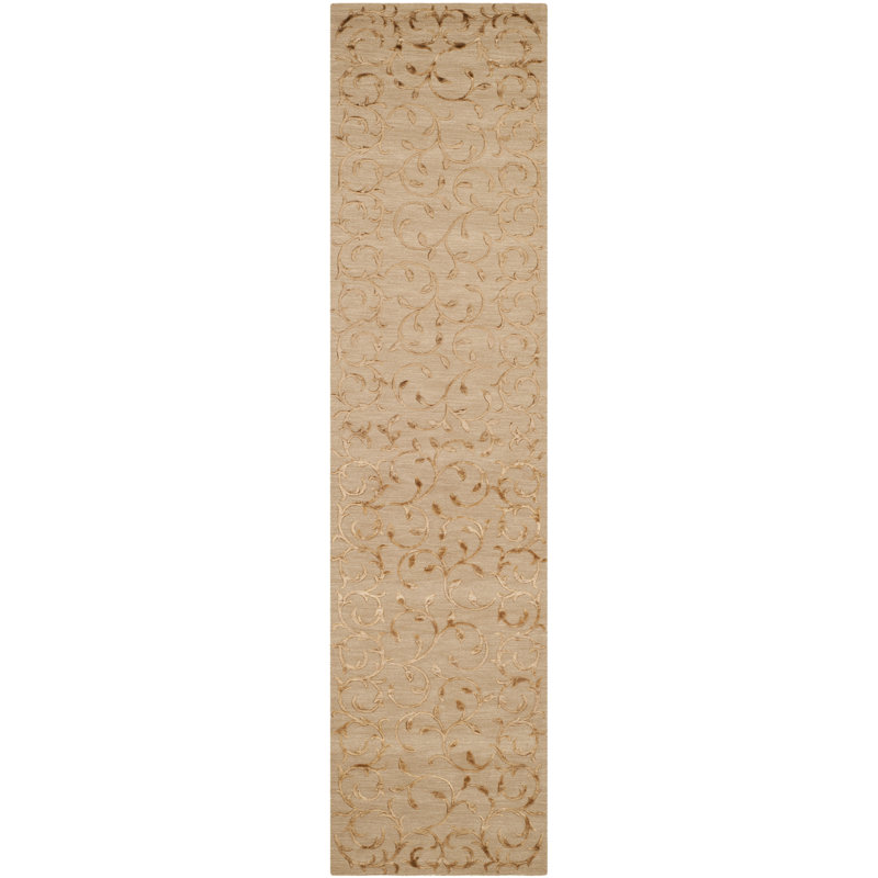 Tibetan Hand-Knotted Gold Area Rug, Runner 2'6" x 12'