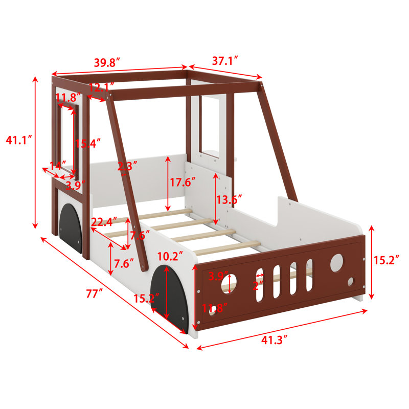Lit plateforme en forme de voiture pour enfants, garçons, filles, adolescents