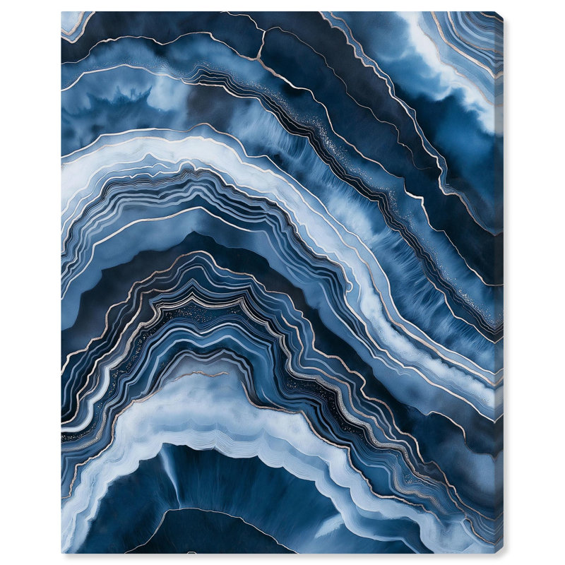 Abstrait bleu azur sur toile, art abstrait bleu sarcelle , Toile tendue, H 20 po x l 16 po