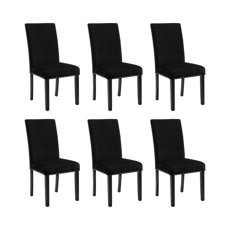 Darbonne Wood Dining Chairs (Set Of 6), Black, Black