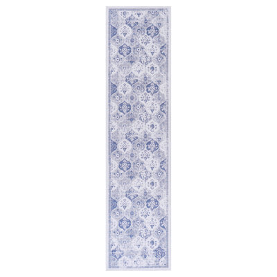 Tapis bleu lavable 2 pi 6 po x 10 pi, tapis à poils courts antidérapant pour la cuisine de la chambre à coucher, facile à nettoyer et tapis de couloir pour animaux de compagnie salon, tapis pliant et aimant