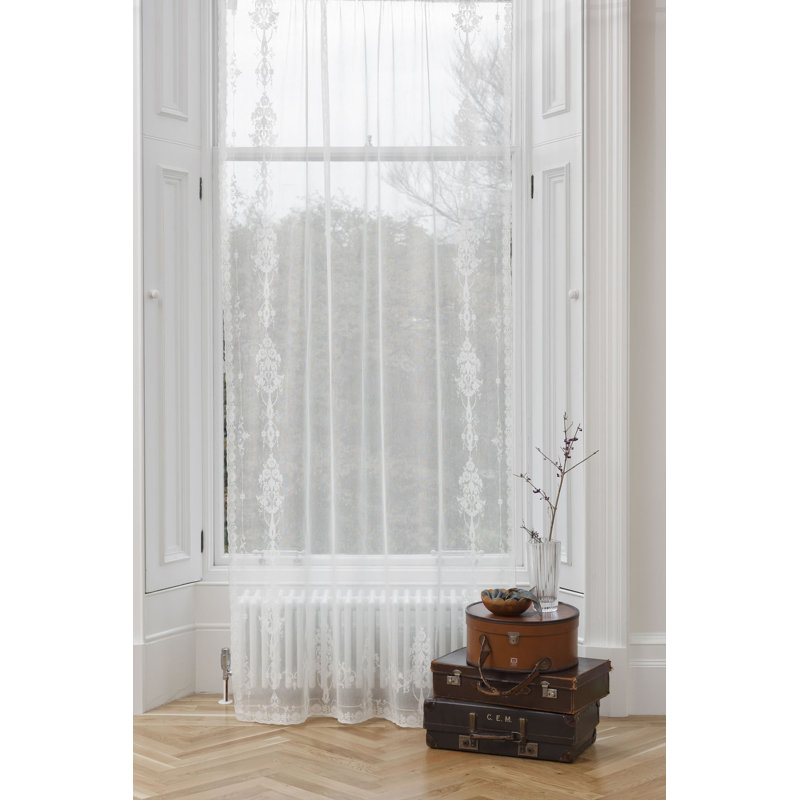 Gautreau Cotton Blend Sheer Single Curtain Panel, Ivory, 152 W x 320 D cm