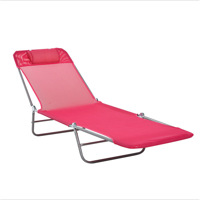 Outsunny Folding Chaise Lounge Chair, Pool Sun Tanning Chair, Outdoor Lounge Chair With Reclining Back, Breathable Mesh Seat, Headrest For Beach, Yard, Patio