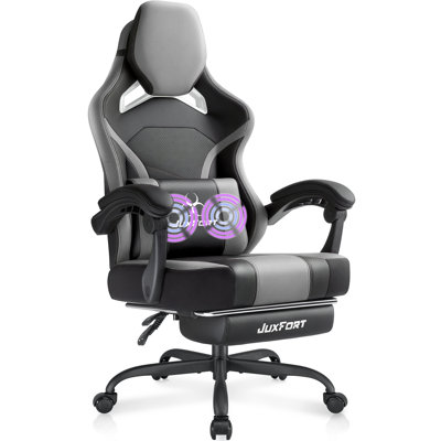Big and Tall Gaming Chair with Massage and Pocket Spring Cushion,Gamer Chairs for Adults 400lb Weight Capacity, Video Game Chair with Headrest and Lum