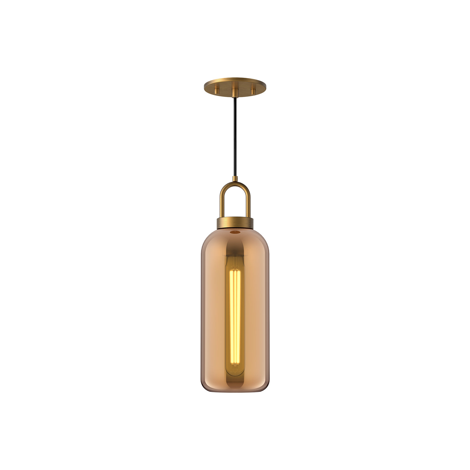 Minneapolis Single Light Glass Pendant, Aged Gold, Copper, 14.875" H x 5.125"W  x  5.125" D 