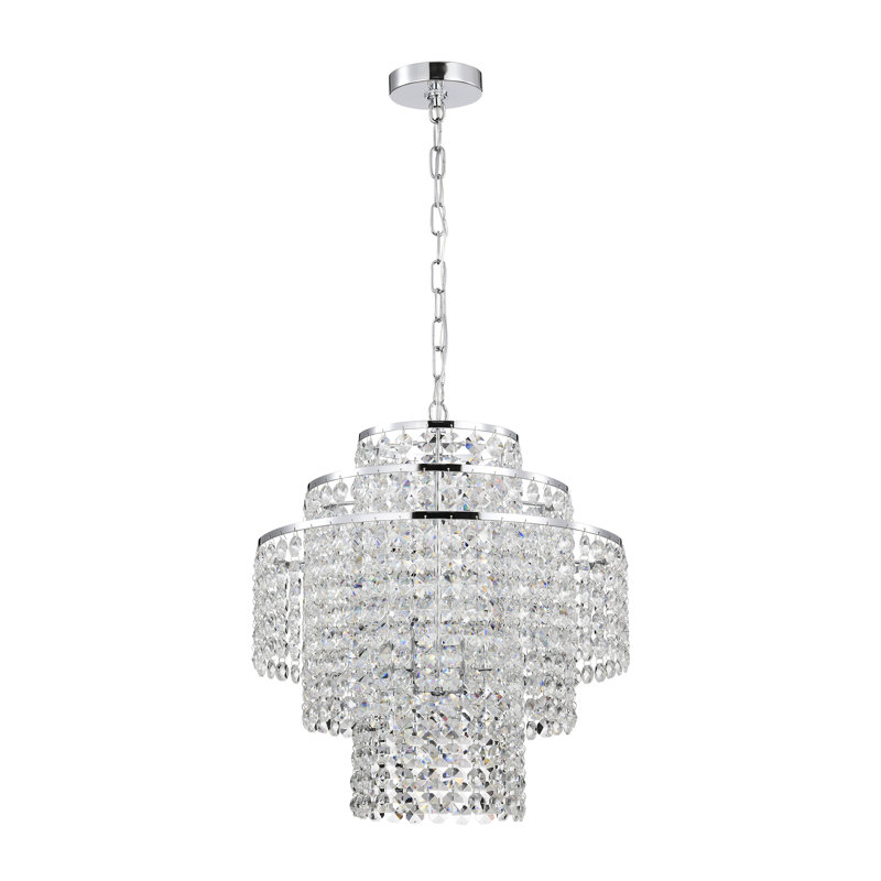 Hythe Dimmable Tiered Chandelier, Chrome, 20.5" H x 18" W x 18" D