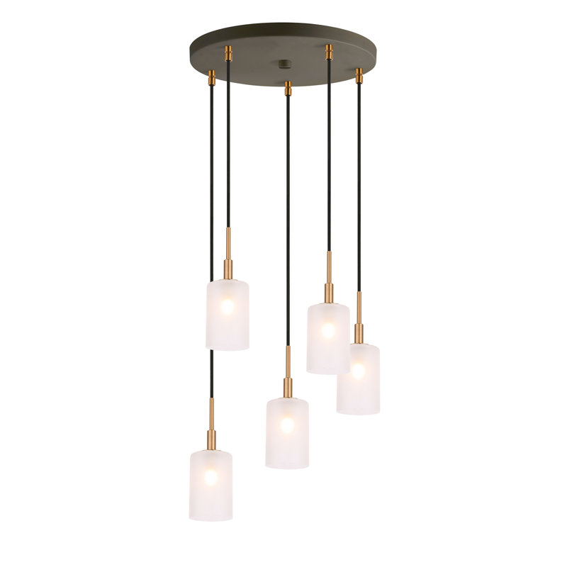 Luminaire suspendu cylindre grappe 5 lumières Thiede