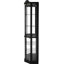 Armoire à vin noire de style américain avec motif floral arqué, 6 tablettes réglables, 4 W encastrés, décoration de coin douce 4 couronnes