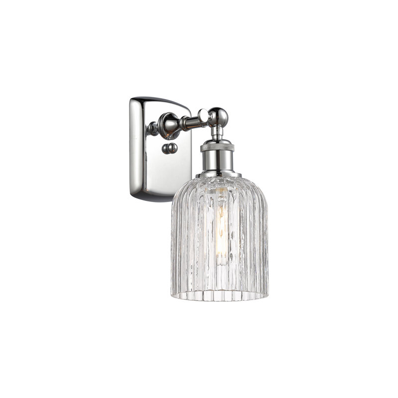 Northgate Steel Armed Sconce, Polished Chrome, Clear