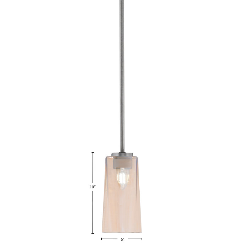 Mini suspension Nicomedes Stem Hung offerte en finition graphite avec verre ambré dégradé de 12,7 cm (L) x 24,8 cm (H).