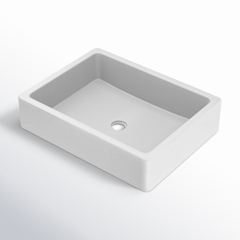 Nipomo Stone Handmade Rectangular Undermount Bathroom Sink, Pearl