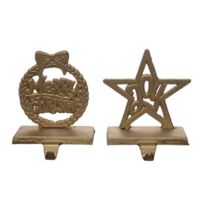 2 Piece Metal Merry/Joy Stocking Holder Set