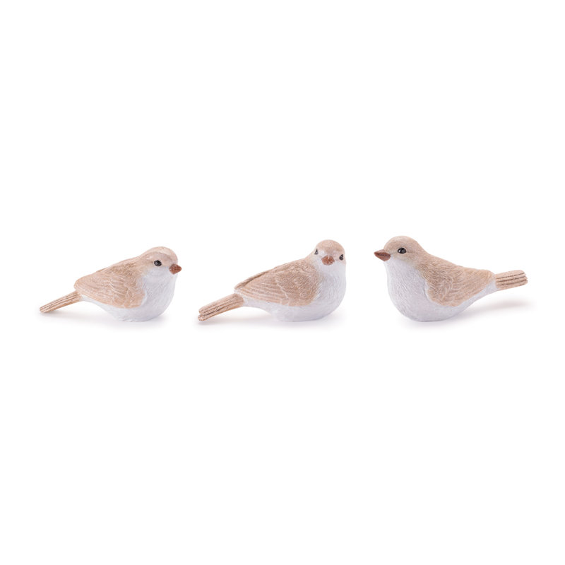 Figurine oiseau métallique (ensemble de 6), Beige