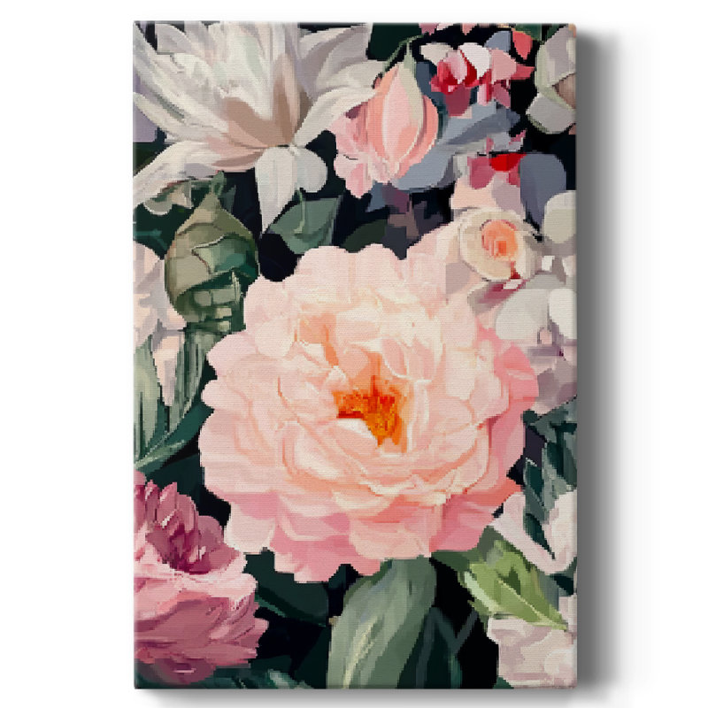 Toile tendue avec châssis Floral CXCII, H 18 po x l 12 po