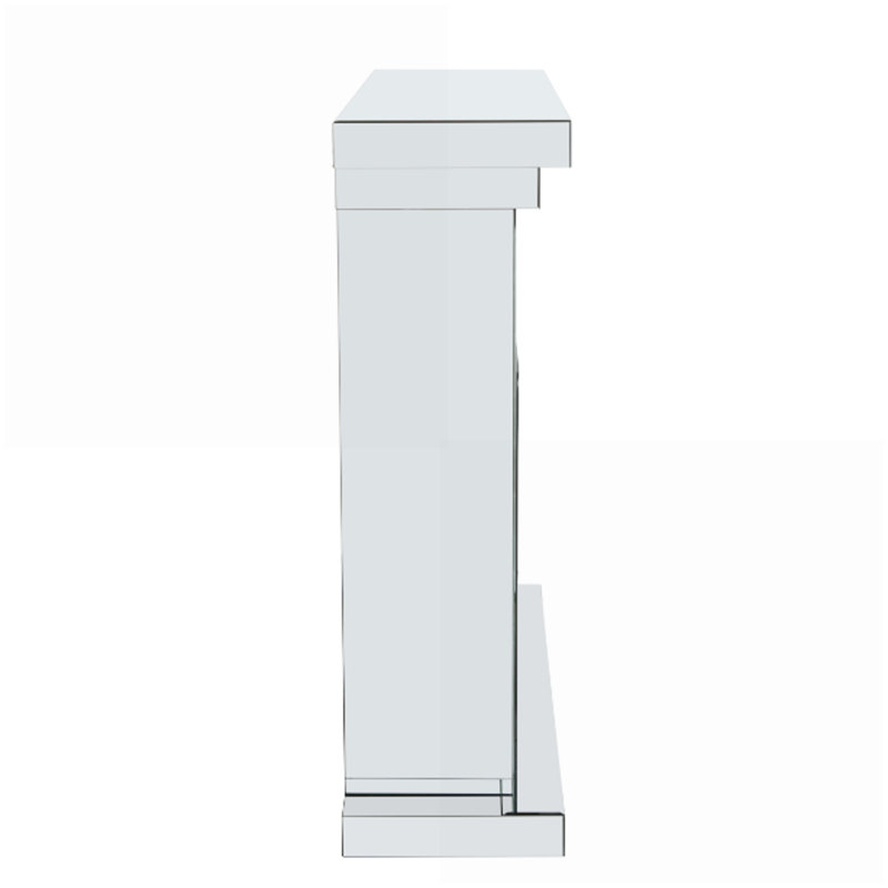 10 Inches Wide X 10 Inches Deep X 32 Inches High English Inch Acrylic Diamond Mirror Wall Furnace Frame With Two Side Pillars, Independent Fireplace Frame
