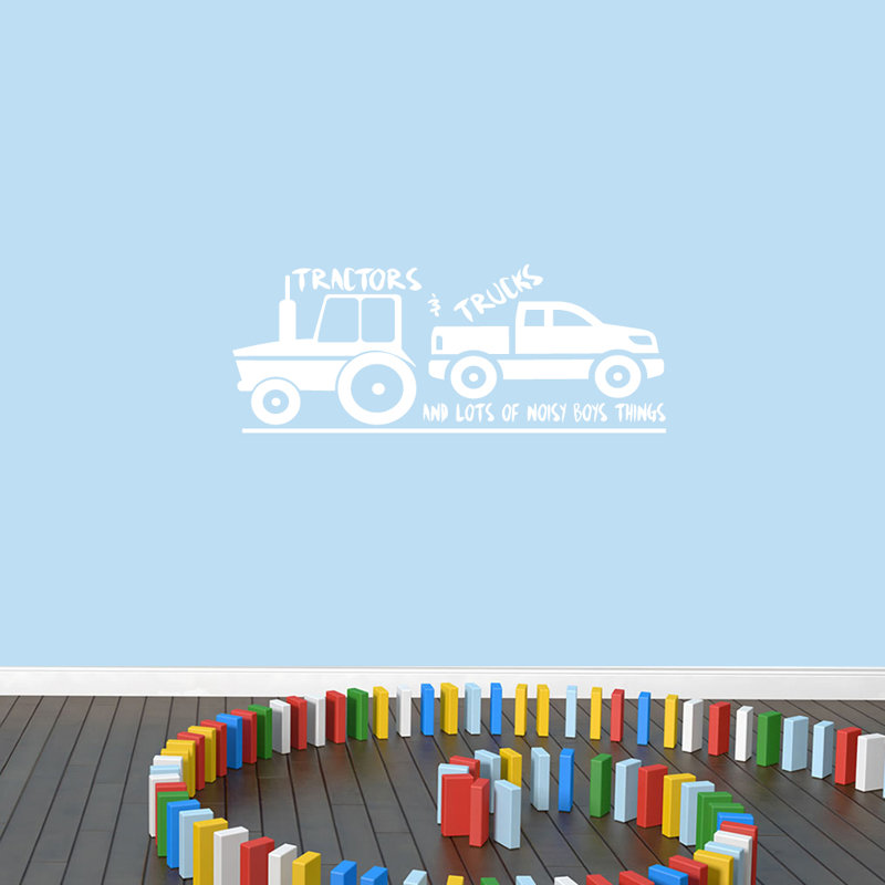 Décalcomanie murale tracteurs et camions, Blanc