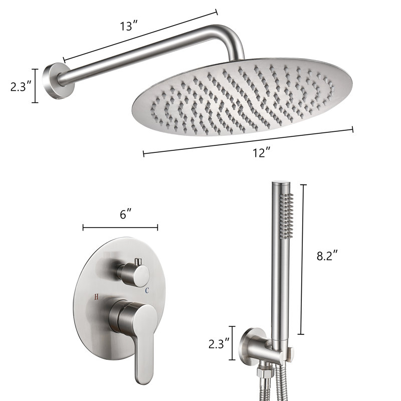 Robinet de douche avec valve brute, Nickel brossé